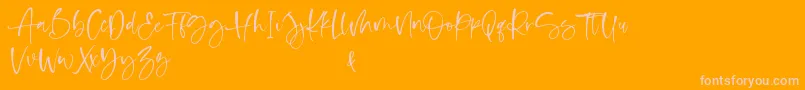 Shelma and Hugie-Schriftart – Rosa Schriften auf orangefarbenem Hintergrund