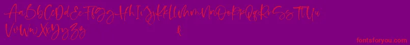 Shelma and Hugie-Schriftart – Rote Schriften auf violettem Hintergrund