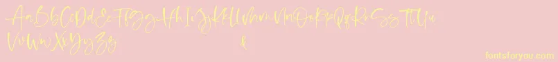 Shelma and Hugie Font – Yellow Fonts on Pink Background