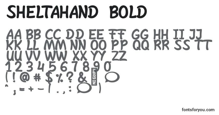 Czcionka SheltaHand  Bold – alfabet, cyfry, specjalne znaki