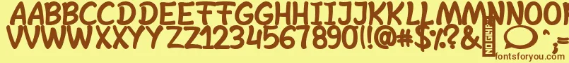 SheltaHand  Bold-Schriftart – Braune Schriften auf gelbem Hintergrund