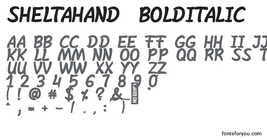 Police SheltaHand  BoldItalic - Alphabet, Chiffres, Caractères Spéciaux