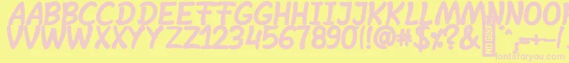 SheltaHand  BoldItalic-fontti – vaaleanpunaiset fontit keltaisella taustalla