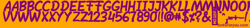 フォントSheltaHand  BoldItalic – オレンジの背景に紫のフォント