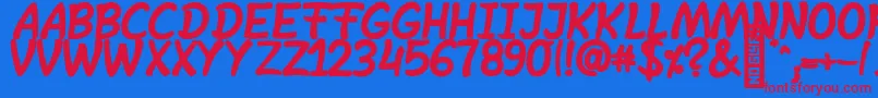 フォントSheltaHand  BoldItalic – 赤い文字の青い背景