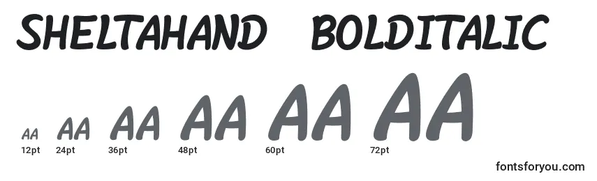 Размеры шрифта SheltaHand  BoldItalic