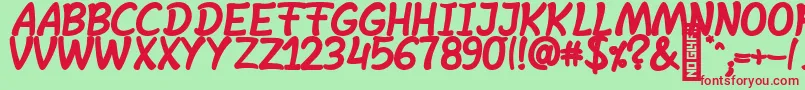 SheltaHand  BoldItalic Font – Red Fonts on Green Background