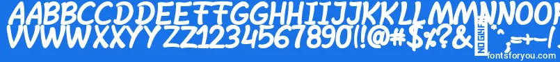 Weitere Informationen zur SheltaHand BoldItalic-Schriftart SheltaHand BoldItalic-Schriftart – Weiße Schriften auf blauem Hintergrund
