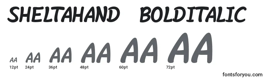 Размеры шрифта SheltaHand  BoldItalic (140668)
