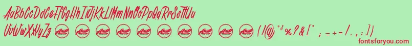 フォントShenanigans basic PersonalUseOnly – 赤い文字の緑の背景