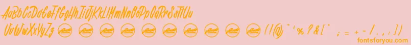 Shenanigans light PersonalUseOnly-Schriftart – Orangefarbene Schriften auf rosa Hintergrund