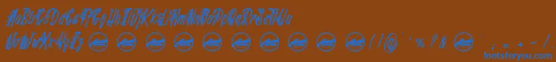 Шрифт Shenanigans PersonalUseOnly – синие шрифты на коричневом фоне