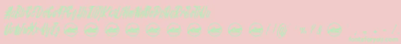 フォントShenanigans PersonalUseOnly – ピンクの背景に緑の文字