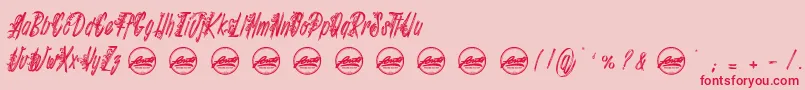 Шрифт Shenanigans PersonalUseOnly – красные шрифты на розовом фоне