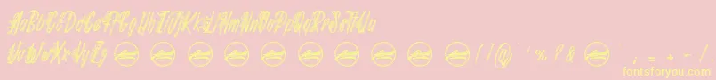 Fonte Shenanigans PersonalUseOnly – fontes amarelas em um fundo rosa