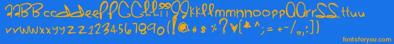 フォントSherbert – オレンジ色の文字が青い背景にあります。