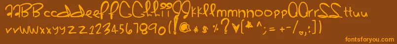 フォントSherbert – オレンジ色の文字が茶色の背景にあります。