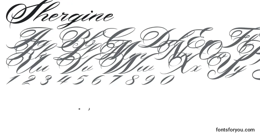 Шрифт Shergine – алфавит, цифры, специальные символы