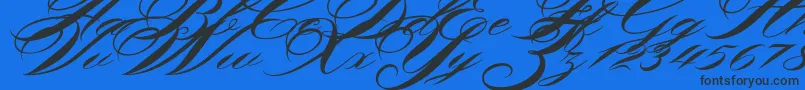 Shergine-Schriftart – Schwarze Schriften auf blauem Hintergrund