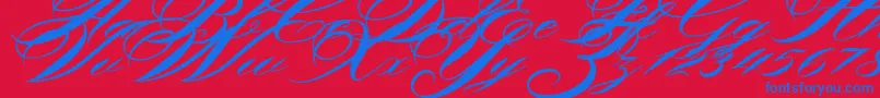 Shergine-Schriftart – Blaue Schriften auf rotem Hintergrund