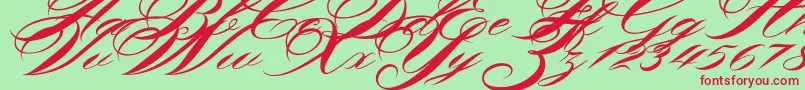 Shergine-Schriftart – Rote Schriften auf grünem Hintergrund