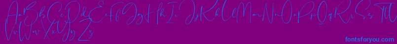 Sheridan-Schriftart – Blaue Schriften auf violettem Hintergrund