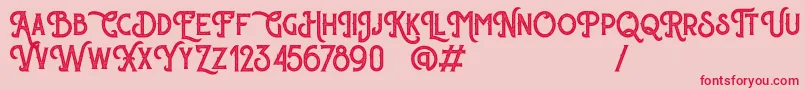 Czcionka Sherlock Press Personal Use – czerwone czcionki na różowym tle