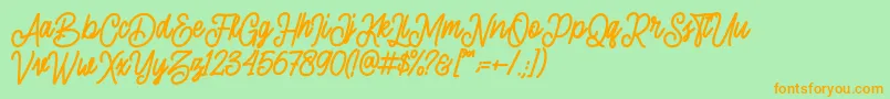 sherly shane demo-Schriftart – Orangefarbene Schriften auf grünem Hintergrund