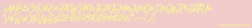 sherly shane demo-Schriftart – Gelbe Schriften auf rosa Hintergrund
