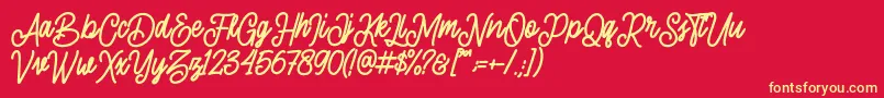 Weitere Informationen zur sherly shane demo-Schriftart sherly shane demo-Schriftart – Gelbe Schriften auf rotem Hintergrund