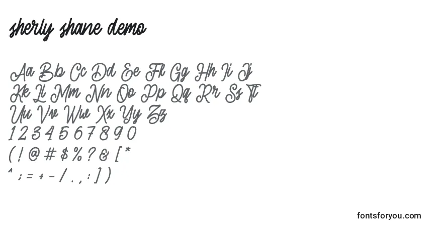 A fonte Sherly shane demo (140684) – alfabeto, números, caracteres especiais