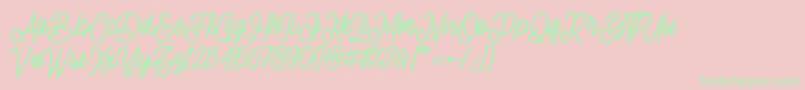 sherly shane demo-Schriftart – Grüne Schriften auf rosa Hintergrund