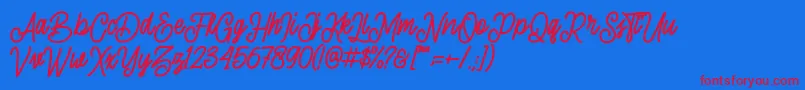 sherly shane demo Font – Red Fonts on Blue Background