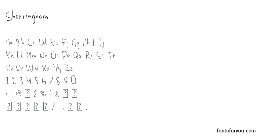 A fonte Sherringham – alfabeto, números, caracteres especiais