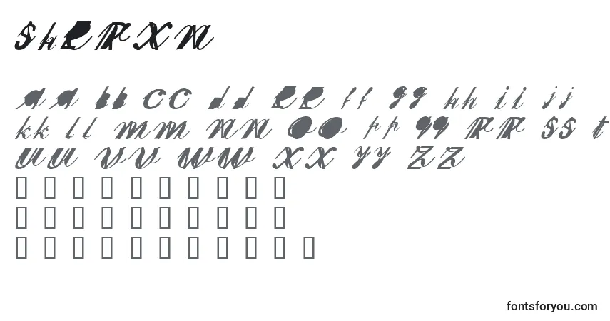 Czcionka SHERXN   (140686) – alfabet, cyfry, specjalne znaki