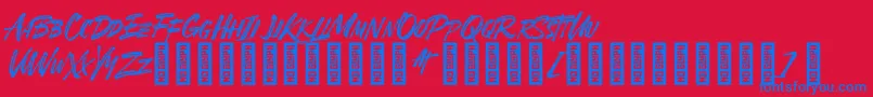 フォントSheTerror Regular – 赤い背景に青い文字