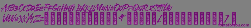 フォントSheTerror Regular – 紫色のフォント、灰色の背景