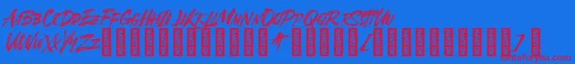 SheTerror Regular Font – Red Fonts on Blue Background