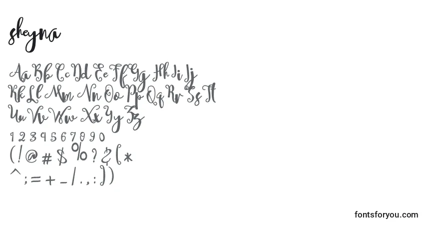 Schriftart Sheyna – Alphabet, Zahlen, spezielle Symbole