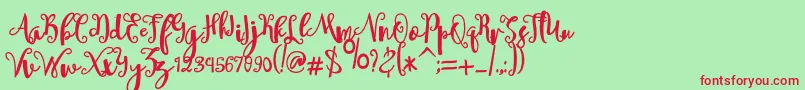 フォントsheyna – 赤い文字の緑の背景