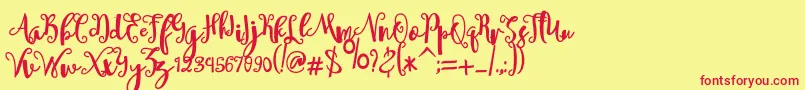 フォントsheyna – 赤い文字の黄色い背景