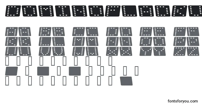 Schriftart DominoFladKursiv – Alphabet, Zahlen, spezielle Symbole