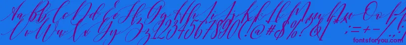 Shington-Schriftart – Violette Schriften auf blauem Hintergrund