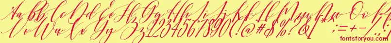 Shington-Schriftart – Rote Schriften auf gelbem Hintergrund