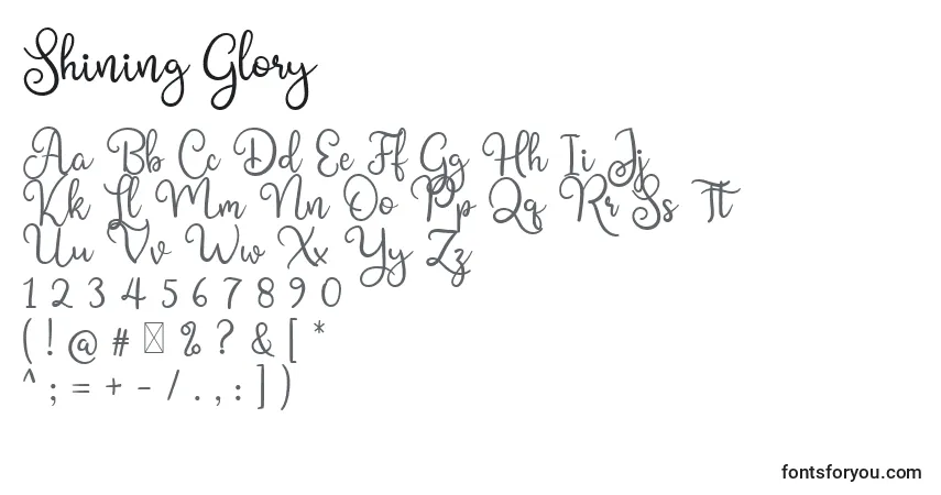 Schriftart Shining Glory – Alphabet, Zahlen, spezielle Symbole