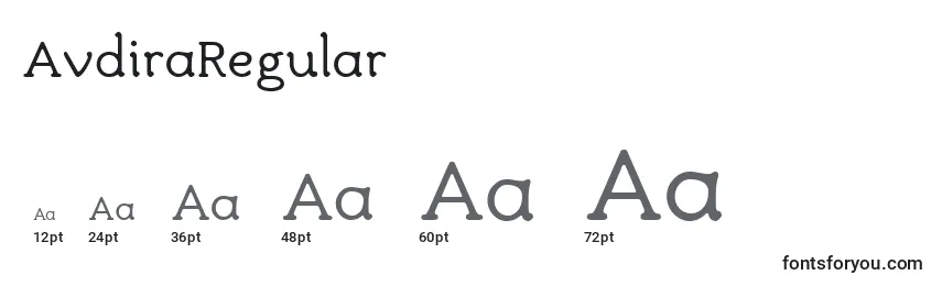 AvdiraRegular Font Sizes