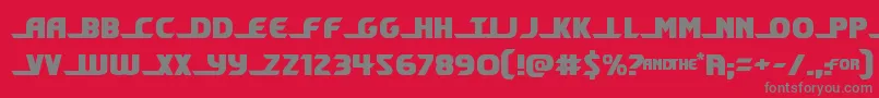 shiningherald-fontti – harmaat kirjasimet punaisella taustalla