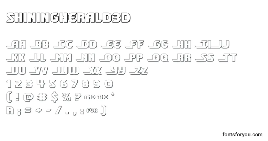 Czcionka Shiningherald3d (140701) – alfabet, cyfry, specjalne znaki