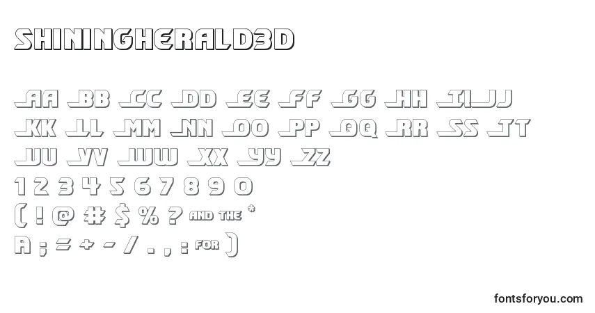 Czcionka Shiningherald3d (140702) – alfabet, cyfry, specjalne znaki