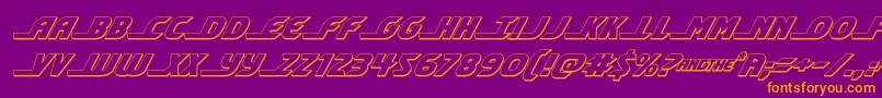 shiningherald3dital-fontti – oranssit fontit violetilla taustalla